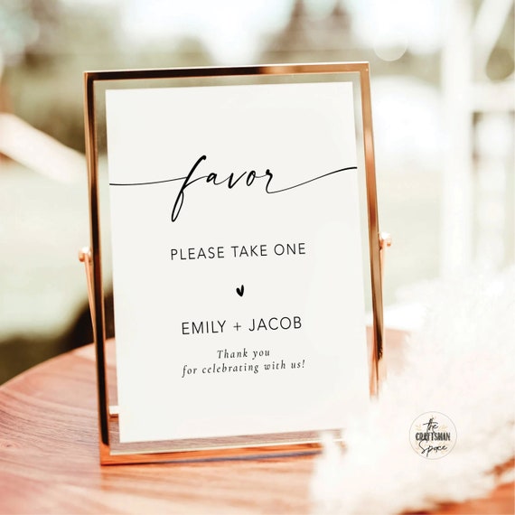 Minimalist Favors Sign, Modern Wedding Favor Sign, Please Take a Favor, Sweet Treat Baby Shower, Bridal Shower Please Take 1