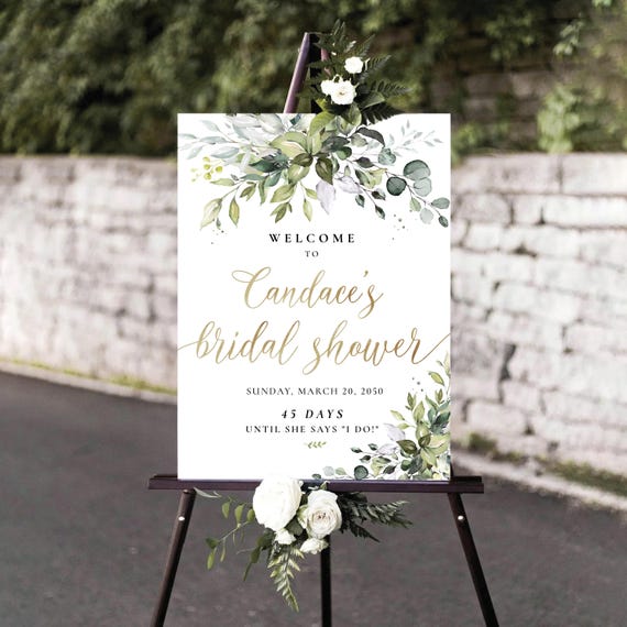 Greenery Bridal Shower Welcome Sign, Bridal Brunch Sign, Bridal Shower Decorations, Wedding Shower Sign, Eucalyptus, Printable, Herbal, HB2
