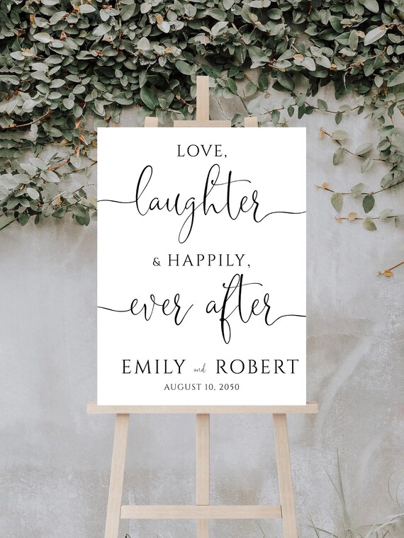 Minimalist Wedding Welcome Sign, Love, Laughter & Happily Ever After Sign, Wedding Decoration, Modern Wedding Sign, After Party Wedding Sign