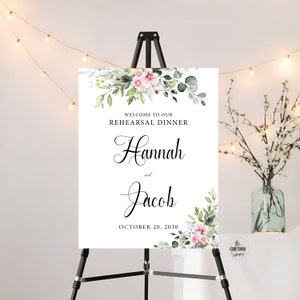 Blush pink roses Rehearsal Dinner, Signo de boda, Signo de cena de ensayo, Signo de ensayo de boda, Signo de bienvenida de boda, Blush pink roses, BG1