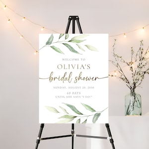 Greenery Bridal Shower Sign, Custom Design, Bridal Shower Decorations, Bridal Brunch Sign, Bridal Tea Sign, Poster, Eucalyptus