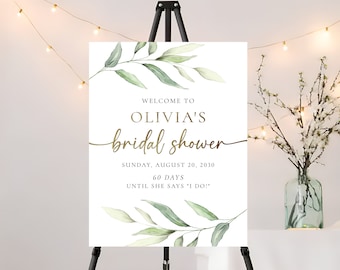 Greenery Bridal Shower Sign, Custom Design, Bridal Shower Decorations, Bridal Brunch Sign, Bridal Tea Sign, Poster, Eucalyptus