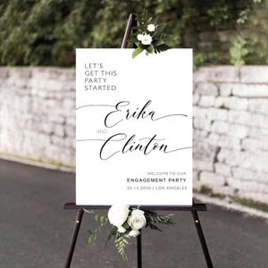 Modern Engagement Party Welcome Sign, Minimalist Wedding Rehearsal Dinner Sign, We are Engaged Poster, Photo Wedding Engagement Decorations