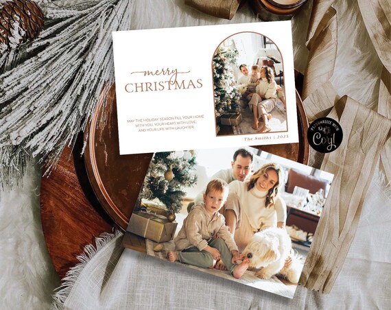 Photo Christmas Card, Boho Holiday Card, Christmas Card, Minimalist Christmas Card, Christmas Photo Card, Family Card, Merry Christmas