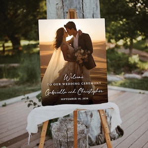 Photo Wedding Welcome Sign, Modern Wedding Rehearsal Sign Decoration, Boho Rehearsal Dinner Sign, Minimalist Engagement Party Sign, Bohemian