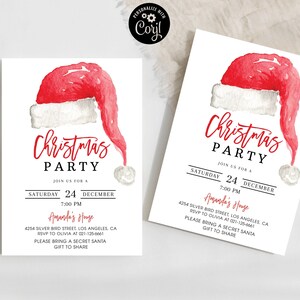 Convite para festa de Natal do Papai Noel, convite para festa em casa de Natal infantil, convite para festa de feriado, anúncio de festa, editável, corjl