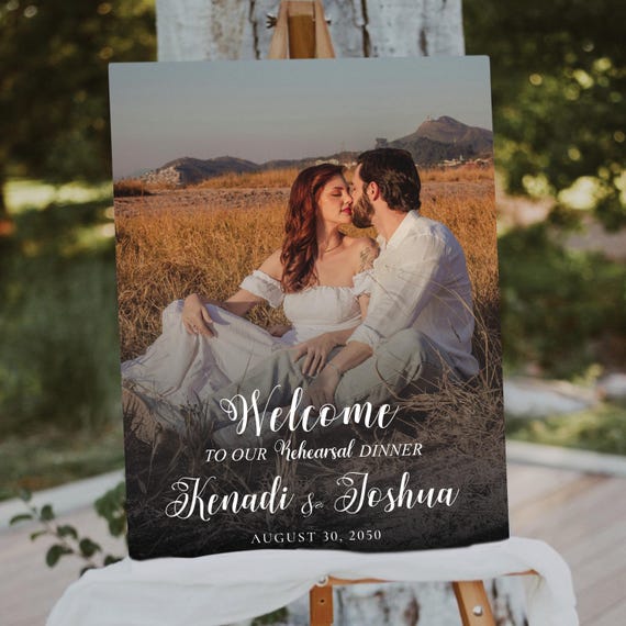 Rehearsal Dinner Welcome Sign with Photo, Modern Wedding Poster (Digital Printable)