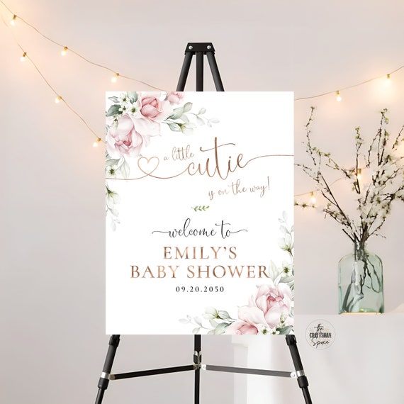 Blush pink roses Baby shower welcome Sign, Baby brunch welcome sign, Baby shower decorations, Custom Design, Welcome Sign, Soft pink, A2