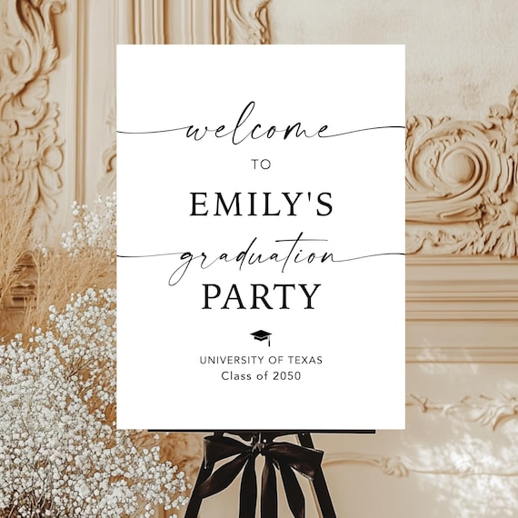 Minimalist Graduation Party Welcome Sign, Modern Grad Celebration Poster (Digital Printable)