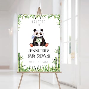 Pandabär Dschungel Baby Shower Willkommen Schild, Pandabär Baby Brunch Schild, Panda Bär Dschungel Thema, Party Deko BambusKunst, PBJ1