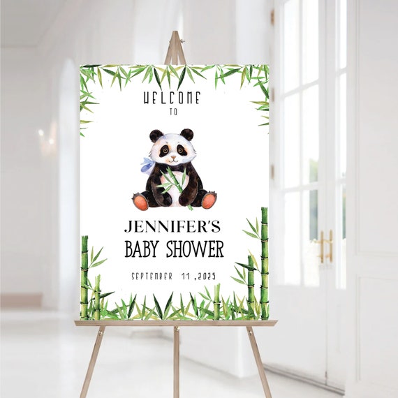 Panda Bear Jungle Baby shower welcome Sign, Cute Panda bear Baby brunch sign, Panda Bear Jungle Theme, Party Decor Bamboo Art, PBJ1