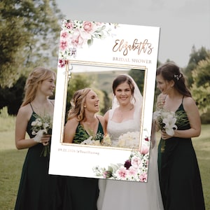 Blush Pink roses Bridal Shower Photo Prop,Bridal shower photo booth frame,Printable Photo Prop Frame,Blush Pink Photo Prop Frame