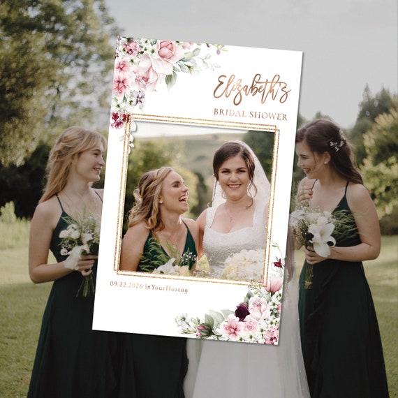 Blush Pink roses Bridal Shower Photo Prop,Bridal shower photo booth frame,Printable Photo Prop Frame,Blush Pink Photo Prop Frame