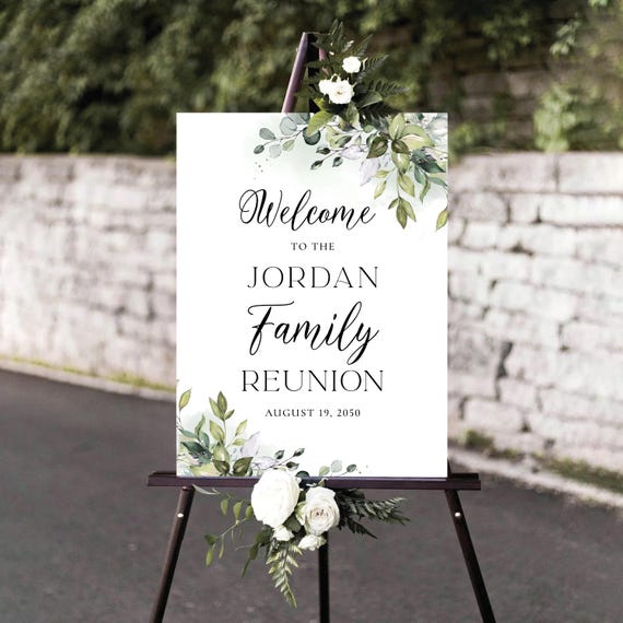 Family Reunion Welcome Sign, Greenery Family Reunion Sign, Personalized Family Reunion, Family Reunion Decorations, Eucalyptus, Herbal, HB2