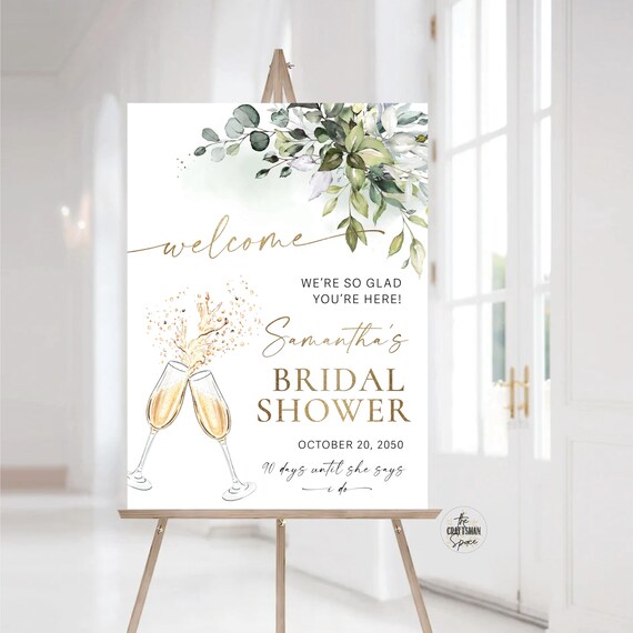 Bridal Shower Sign, Bridal Brunch sign, Bridal Tea Sign, Bridal Shower Decorations, Wedding Shower Sign,  Eucalyptus, Printable, Herbal, HB2