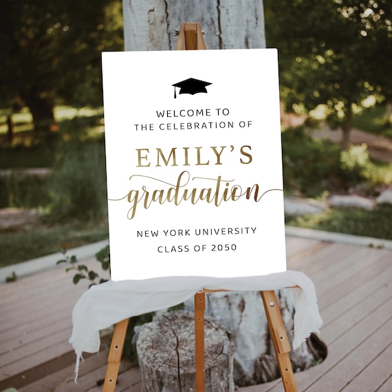 Graduation Party Welcome Sign, Golden Graduation Decoration, Gold Glitter, Graduation Decorations, Graduation Party Poster, Grad Party Sign