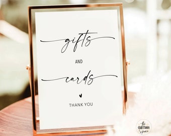 Modern Cards and Gifts Sign, Minimalist Wedding Sign, Wedding Gifts Sign, Baby Shower Gift Sign, Bridal Shower Gift Sign