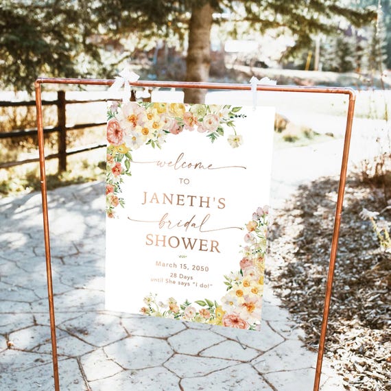Floral Bridal Shower Welcome Sign, Pink Flowers Bridal Brunch Sign, Love in Bloom Bridal Shower Decorations, Summer Wedding Shower Sign, SFa
