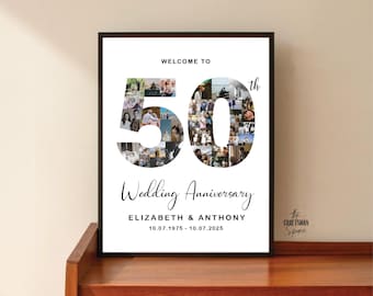 50th Wedding Anniversary Photo Collage Sign (Digital Printable)