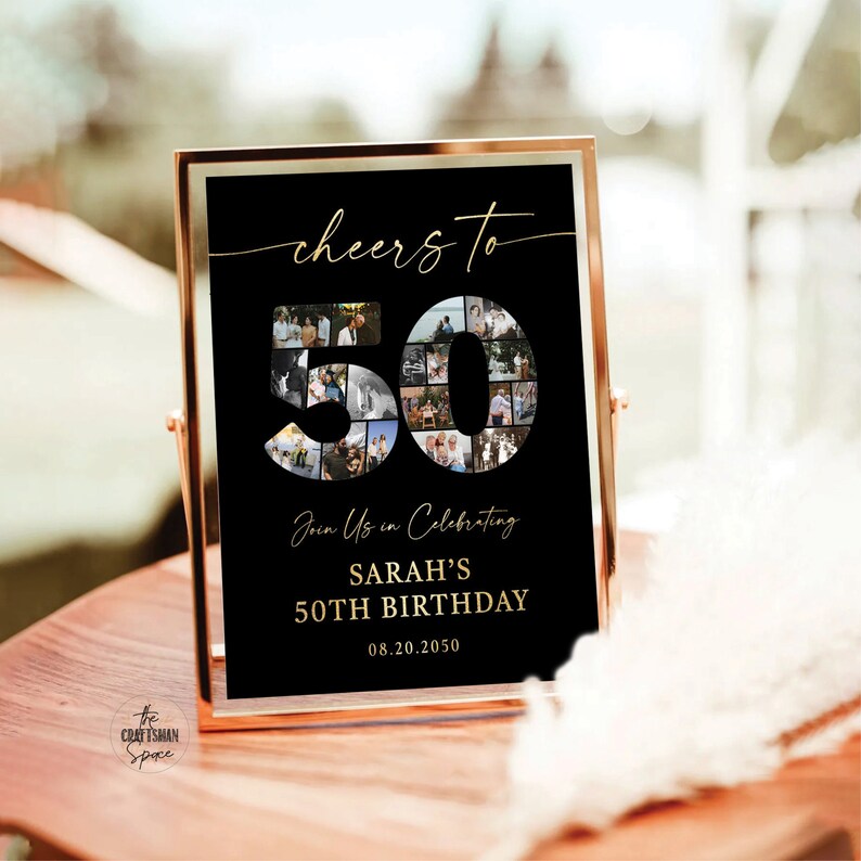 Custom 50th Birthday Photo Collage Welcome Sign, Any Age (digital File ...