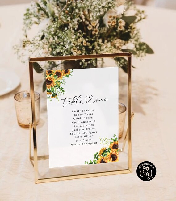Sunflower Wedding Seating Chart Cards Template, Hanging Seating Board, Seating Plan, Table Seating Chart, Eucalyptus Card template, SF1