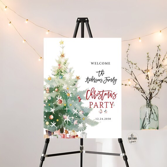 Christmas Party Welcome Sign, Christmas Welcome Poster, Printable Christmas Welcome Sign, Holiday Welcome Sign