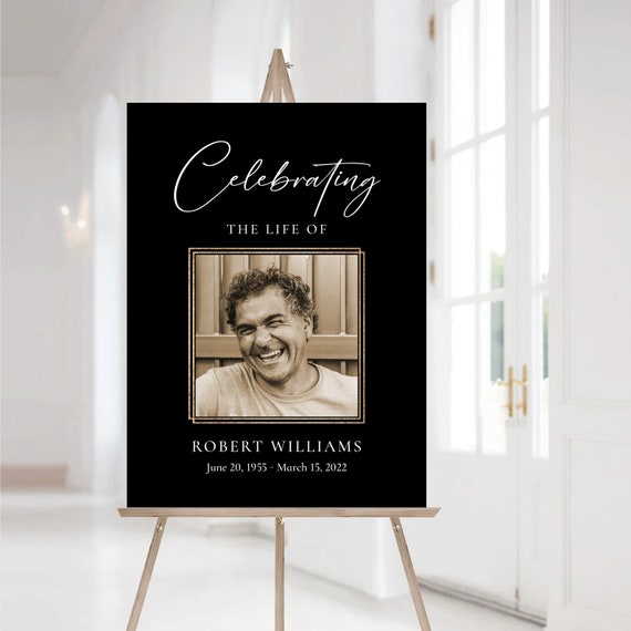 Black Funeral Welcome Sign,Memorial Welcome Sign, Celebration of Life Welcome Sign, Funeral Decor, Celebration Of Life Poster, Custom Design