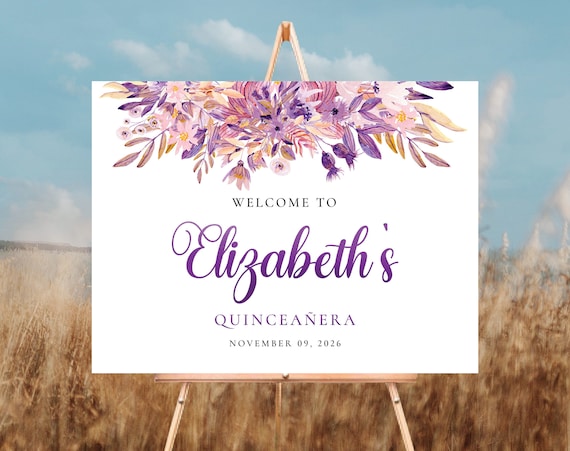 Quinceañera Welcome Sign, Quinceanera Sign, Quinceanera Decorations, 15th Birthday Sign, Bridal shower sign, Baby shower sign, Sweet 16 sign