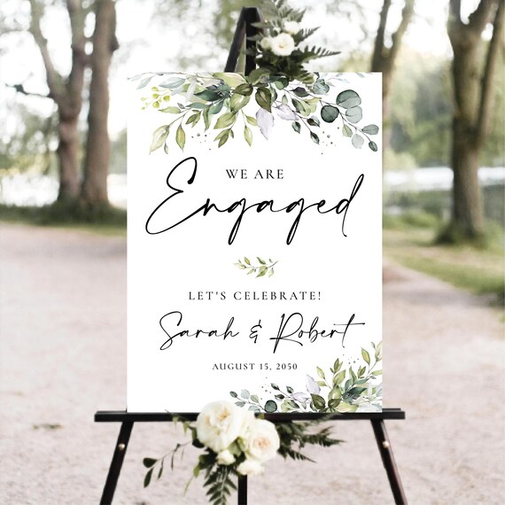 Greenery Engagement Party Welcome Sign, Eucalyptus Watercolor (Printed or Digital)