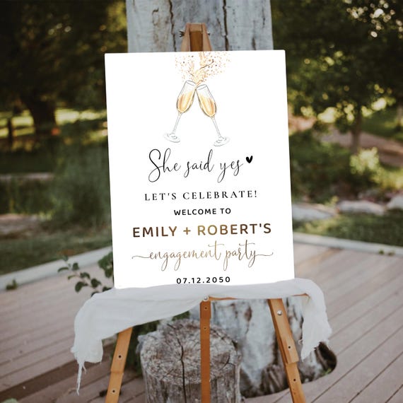 Boho Engagement Party Welcome Sign, Wedding Engagement Party Decor, Rustic Engagement Sign, Elegant We are Engaged Sign, Brunch and Bubbly