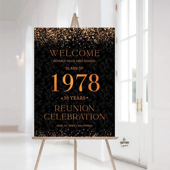 Modern Class Reunion Welcome Sign, Any class any year Reunion Welcome Board, 50 year High School Reunion, Minimalist Reunion Decorations