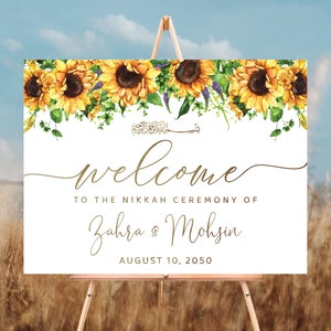 Sunflowers Nikkah Wedding Welcome sign, Nikkah Ceremony Decorations, Islamic marriage ceremony, Nikkah Ceremony Decor, Rustic Sunflowers,SF1