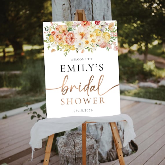 Floral Bridal Shower Welcome Sign, Pink Flowers Bridal Brunch Sign, Love in Bloom Bridal Shower Decorations, Summer Wedding Shower Sign, SFa