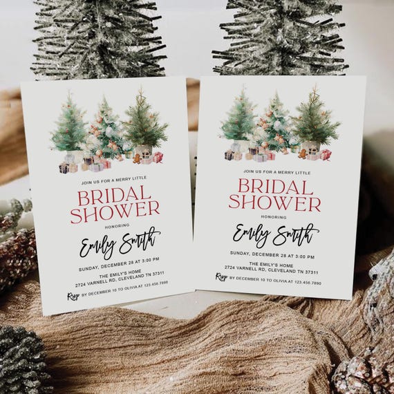 Christmas Bridal Shower Invitation, Ornament Bridal Shower Invitation, Holiday Bridal Shower Invitation, Winter Bridal Shower Invitation,CT1