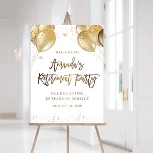 Retirement Party Welcome sign, Minimalist Happy Retirement sign, Retirement Celebration Party Sign, Retirement Decorations, balloons, Poster