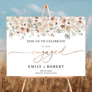 Engagement Welcome Sign, Floral Engagement Party Sign, Engagement Sign, Engagement Party Decoration, Engagement Decor, Bridal Shower