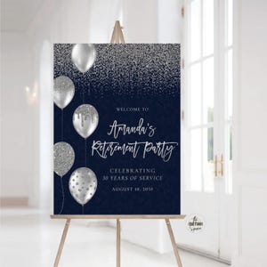 Retirement Party Welcome sign, Minimalist Happy Retirement sign, Retirement Celebration Party Sign, Retirement Decorations, balloons, Poster