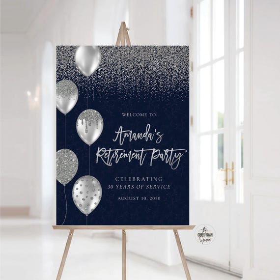 Retirement Party Welcome sign, Minimalist Happy Retirement sign, Retirement Celebration Party Sign, Retirement Decorations, balloons, Poster