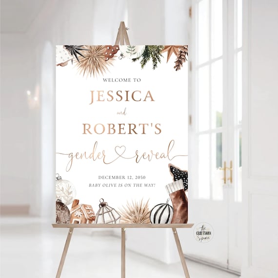 Gender Reveal Welcome Sign, Gender Neutral Winter Sign, Editable Holiday Baby shower decorations, Fall Baby Shower, Cozy baby shower, CO1