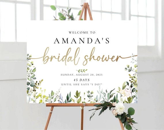 Bridal Shower Sign, Greenery Bridal Shower Sign, Custom Design, Bridal Shower Decorations, Bridal Brunch Sign, Bridal Tea Sign, Poster, HB4