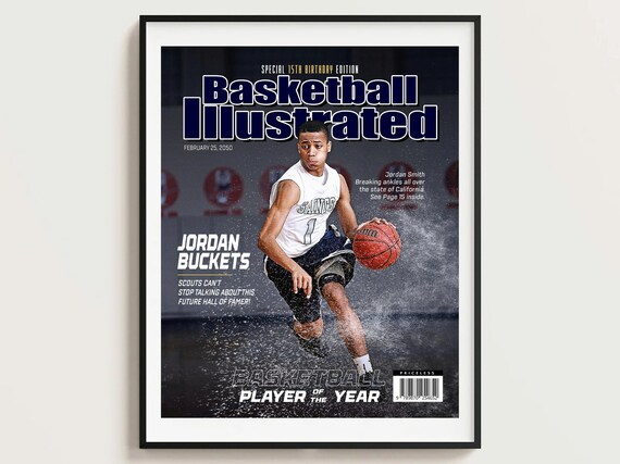 Custom Magazine Cover Basketball Illustrated, Gift for Basketball Player, Gift for Boss, Husband, Sports Gift, Brithday Gift, Christmas gift