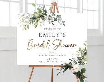 Greenery Bridal Shower Welcome Sign, Botanicals Wedding Shower Decorations, Bridal Brunch Sign, Bridal Tea Poster, Eucalyptus, Herbal, HB2