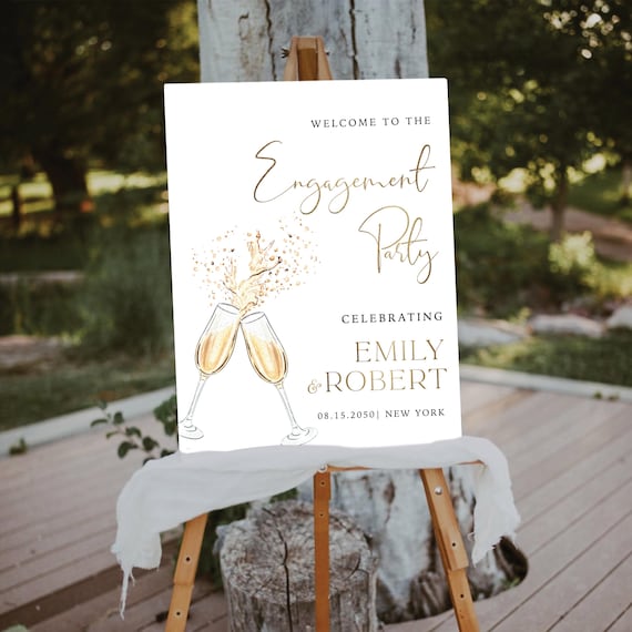 Boho Engagement Party Welcome Sign, Rustic Engagement Party Sign, Modern Wedding Decorations, We are engaged sign, Brunch and Bubbly Sign