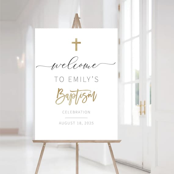 Minimalist baptism welcome sign, Baptism sign, First Holy Communion, Quinceañera Welcome Sign, Quinceanera Sign, Baby shower sign