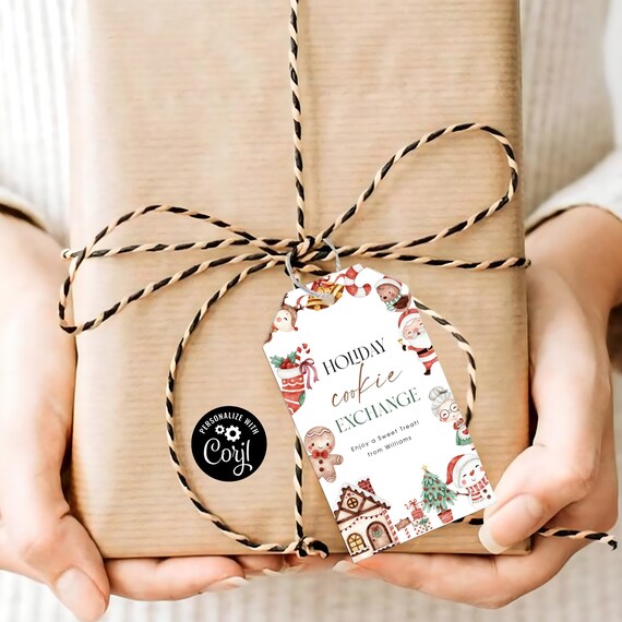 Christmas Cookie Exchange Tag, Holiday Gift Tag, Christmas Favor Tag, Christmas Gift Tag, Holiday party Tag, Personalized Tags