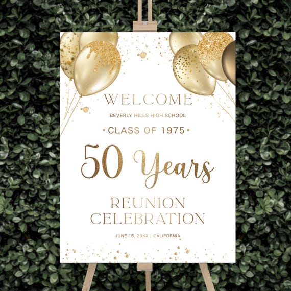Modern Class Reunion Welcome Sign, Any class any year Reunion Welcome Board, 50 year High School Reunion Sign, Minimalist Reunion Decoration