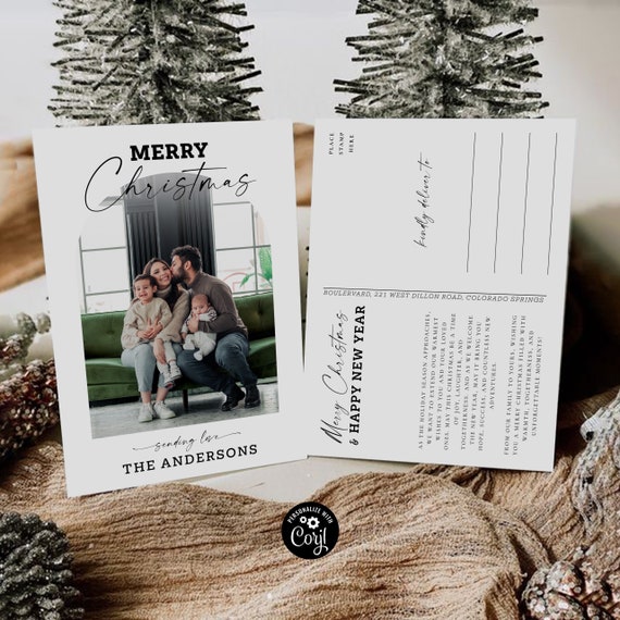 Photo Christmas Card, Photo Holiday Card, Editable New Years Card, Minimalist Christmas Card, Christmas Photo Card, Family Card