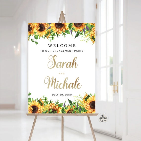 Sunflower Engagement Party Welcome Sign, Sunflower We are Engaged Sign, Engagement Party Sign, Engagement Decorations, bohemian, boho, SF1