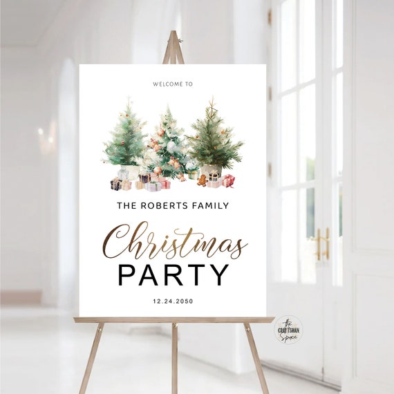 Christmas Party Welcome Sign, Christmas Welcome Poster, Printable Christmas Welcome Sign, Holiday Welcome Sign