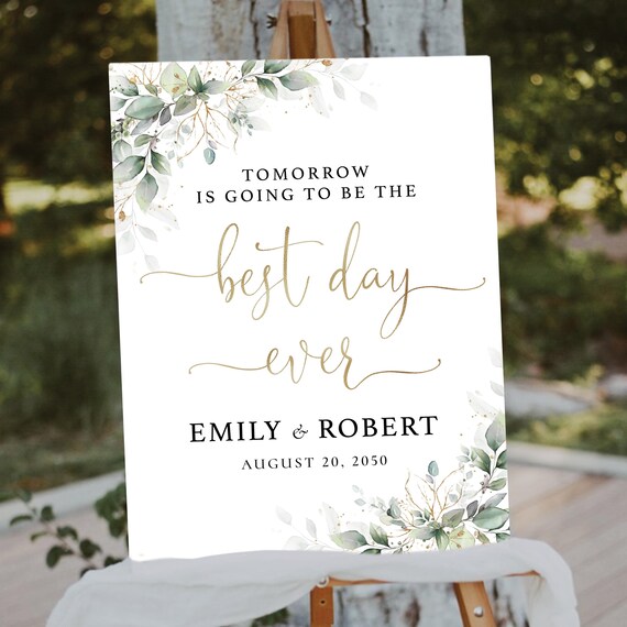 Greenery Rehearsal Dinner Welcome Sign, Eucalyptus Wedding Poster (Digital Printable)